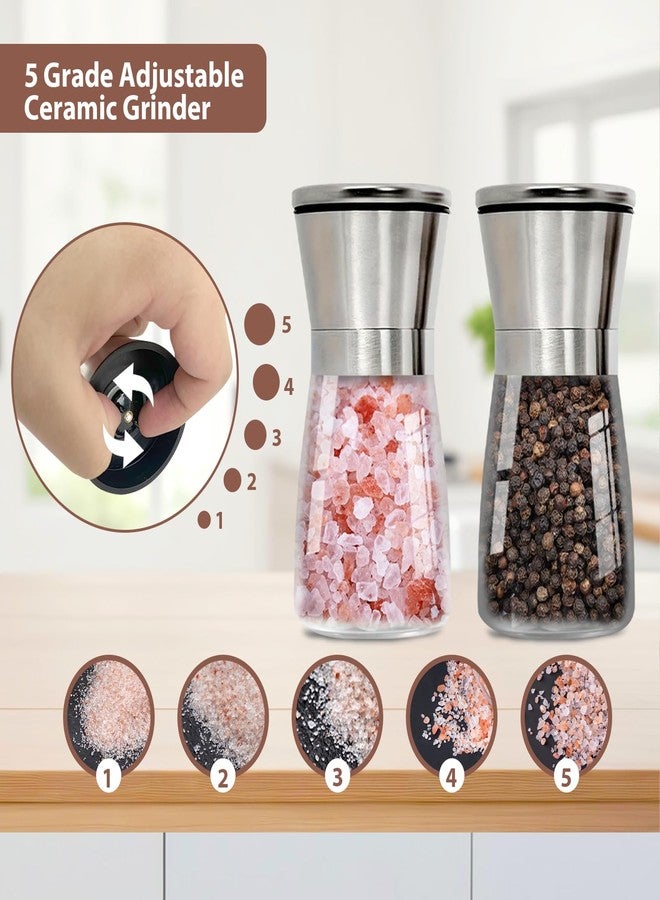 YANENAN Salt and Pepper Grinder Set, Stainless Steel Salt and Pepper Shakers with Spice Grinder Refillable Manual, Adjustable Coarseness Pepper and Salt Mill - Image 5